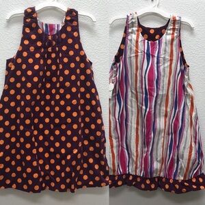 Reversible Dress Girls 150 Kids Stuff Knit Japan Two Sided polka dot striped